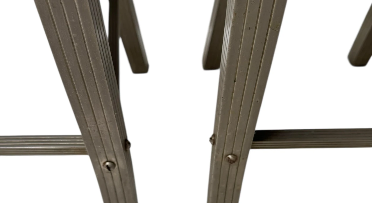 Two French Art Deco Side Chairs with Black Leather Seats, 1930s